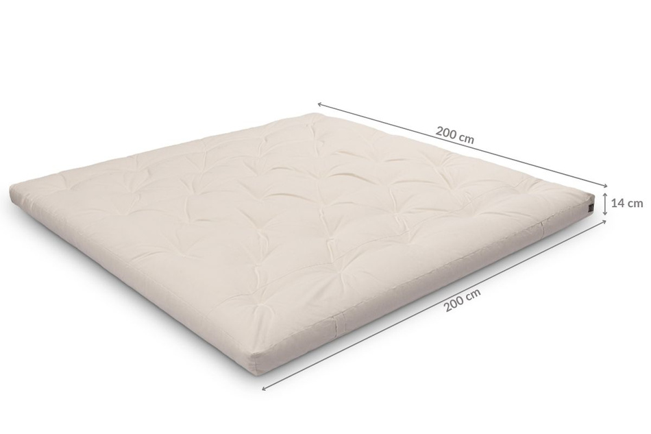 Matras 200x200 natuur - Futon Pascall Slim Natural Khaki