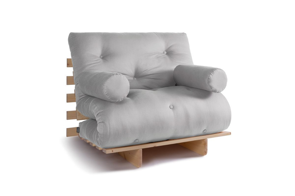 Opvouwbare bank 90x200 - Slim Exclusive Classic - Pascall Futon Dove Ash