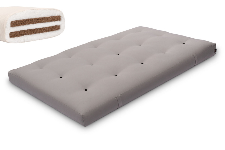Futon Pascall Medium Duo Coco - Matras 120x200 Grijs - naturel met kokosnoot