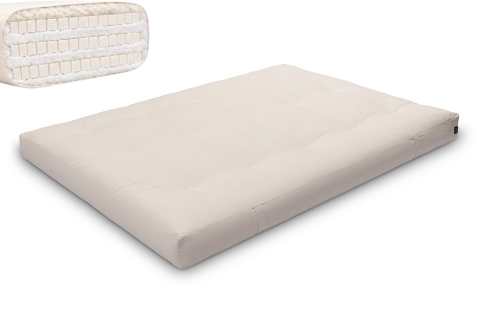 Matras 140x200 natuur met latex - Futon Pascall Comfort Trio Latex Wool Ecru