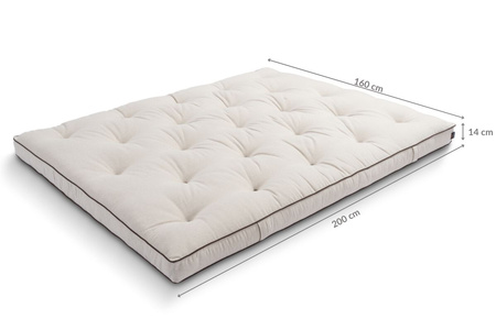 Matras 160x200 natuur met latex - Futon Pascall Slim Duo Latex Kedro Linnen