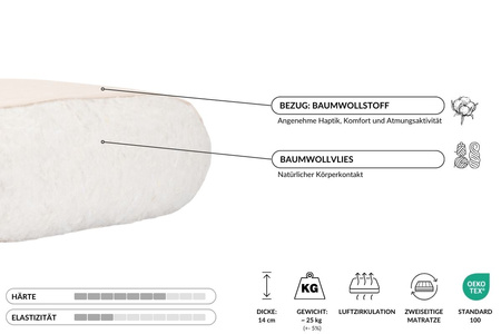 Matras 120x200 natuur - Futon Pascall Slim Natural Prairie