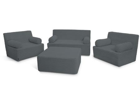 Flexio poef 85x85 - Pascall - ribfluweel Antraciet