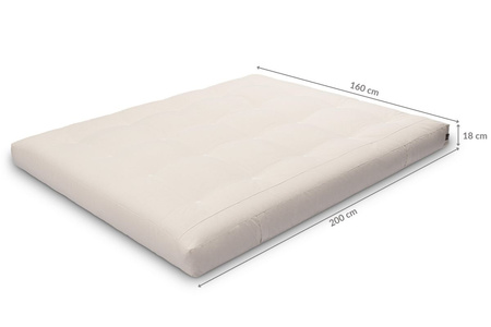 Matras 160x200 naturel - Futon Pascall Medium Natural Grijs