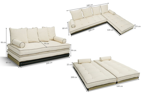 Sofa Tatami Medium Duo Coco Kedro 80x200 - Pascall Futon Ecru