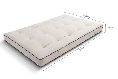Matras 140x200 natuur met wol, latex en 2x kokos - Futon Pascall Comfort Wool Hard Kedro Linnen