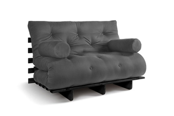 Slaapbank 120x200 - Slim Basic Black - Pascall Futon Grijs
